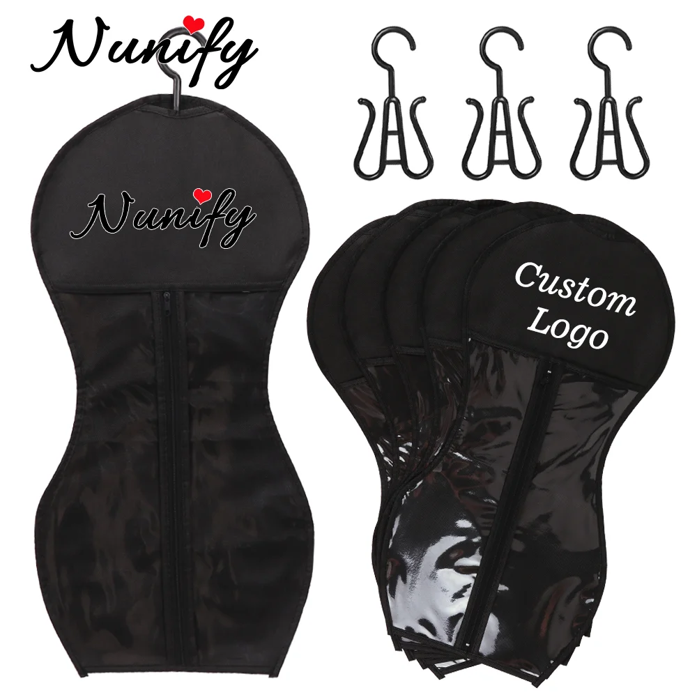 

Anti Dust Storage Bag For Hair Extension With Black Hanger Wig Storage Bag For Multiple Wigs Custom Logo Travel-Ready Wig Bag