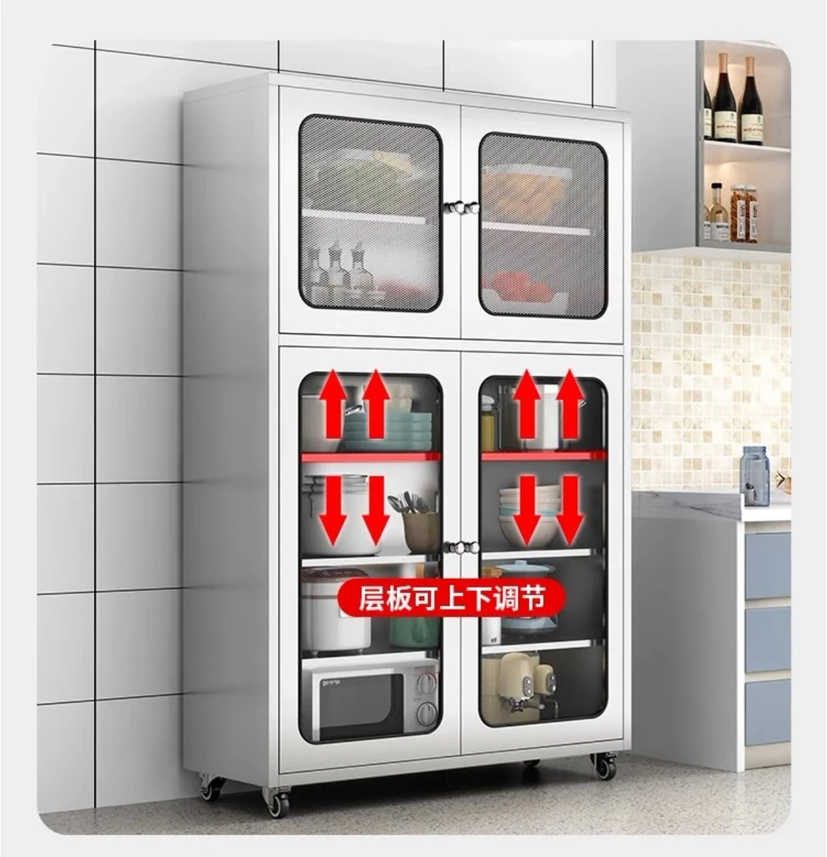 عربة مطبخ بتصميم عصري من الفولاذ المقاوم للصدأ