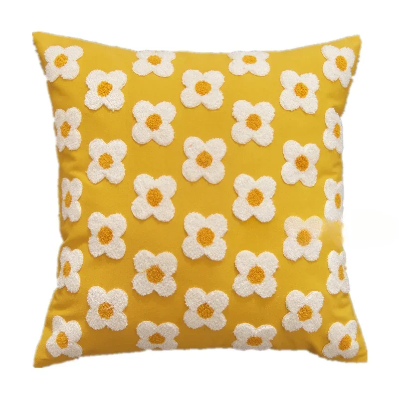 Flower Throw Pillow Covers Square Simple Sofa Pillow Cases Stamping Waist Cushion Cover Home Bed Decor 30x50/45X45cm