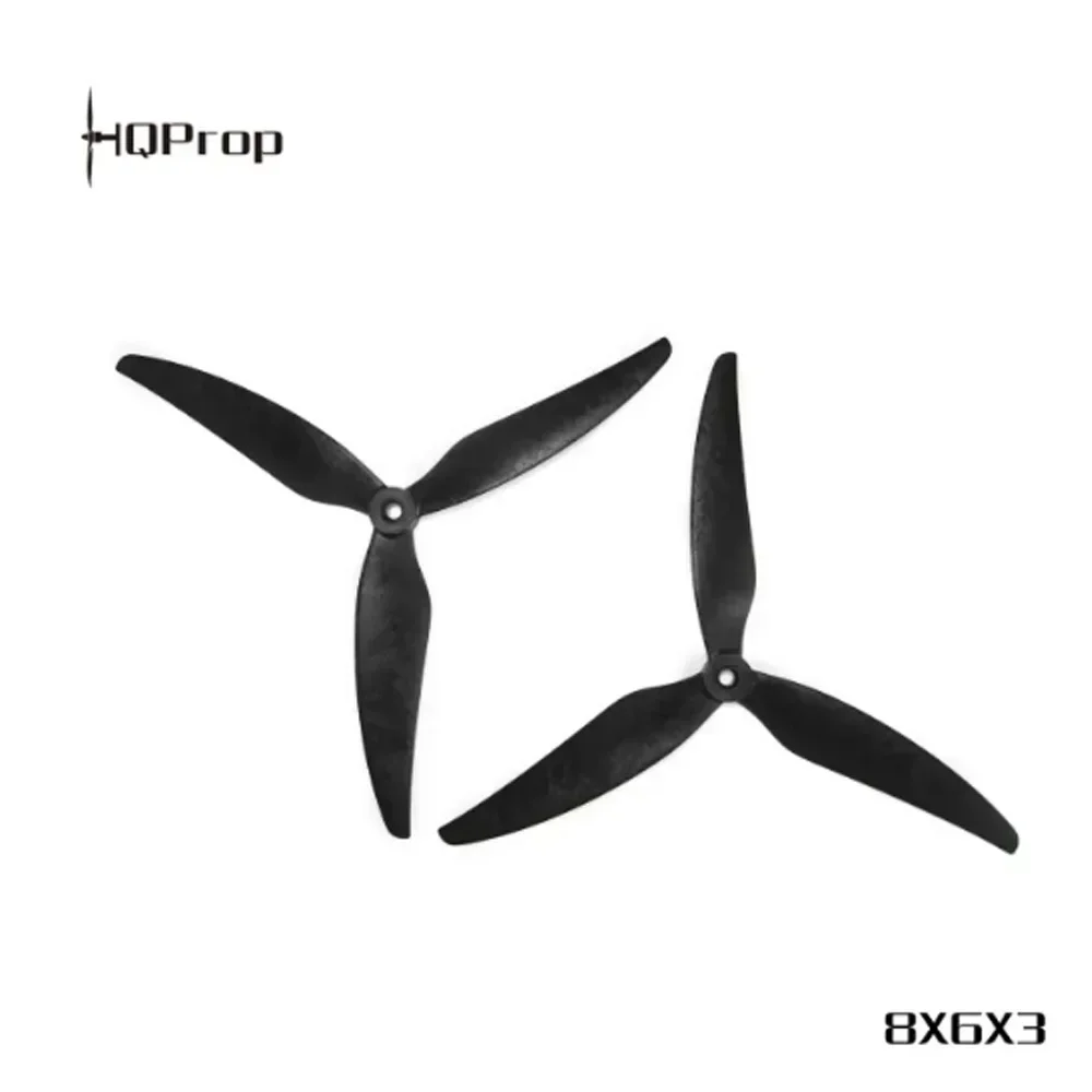 HQProp 8x6x3 MacroQuad 8 Inch 3-Blade Black Glass Fiber Nylon Propeller 5mm Shaft CW+CCW Cinematic FPV Drone Parts