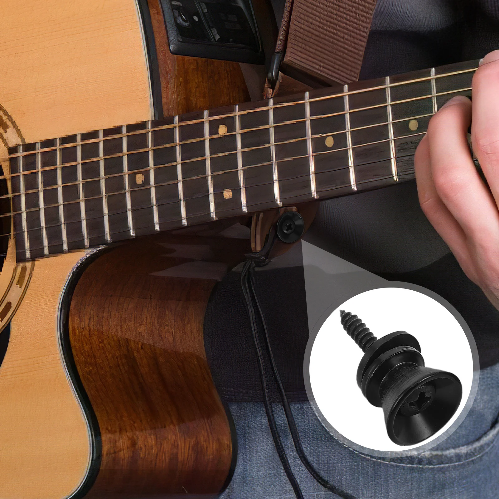 

20Pcs Guitar Strap Buttons Anti-Slip Secure Acoustic Guitar Ukulele Strap Lock Pins End Pins Bass Accessories Bass Belt Locks