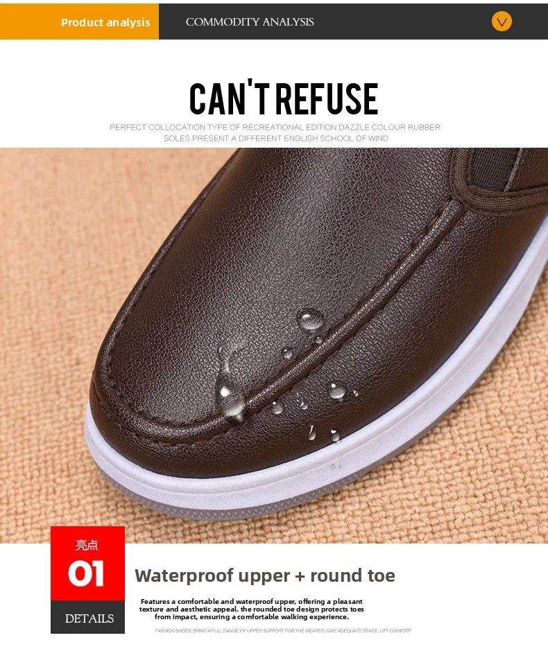 Herren-Winterschuhe mit Fleece-Futter, lässiger Schnitt, zum Hineinschlüpfen, wasserdichtes PU-Obermaterial, rutschfeste, dicke Sohle, warmes Schuhwerk für ältere Herren. – Detail 6