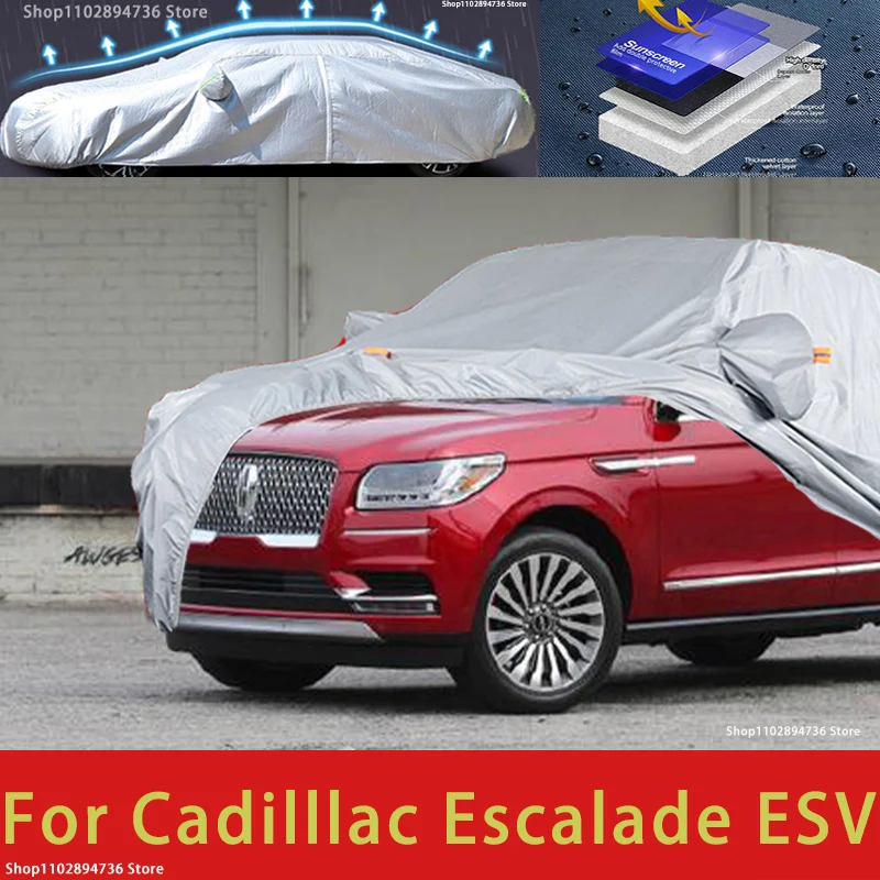 

For Cadillac Escalade ESV Outdoor Protection Full Car Cover Snow Covers Sunshade Waterproof Dustproof Exterior Car accessories