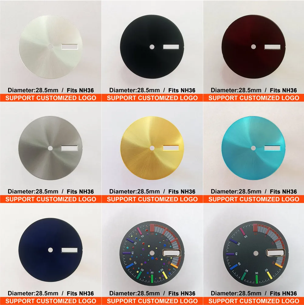 حركة NH36 قرص معقم مضيء بقطر 28.5 ملم يدعم قرصًا مخصصًا