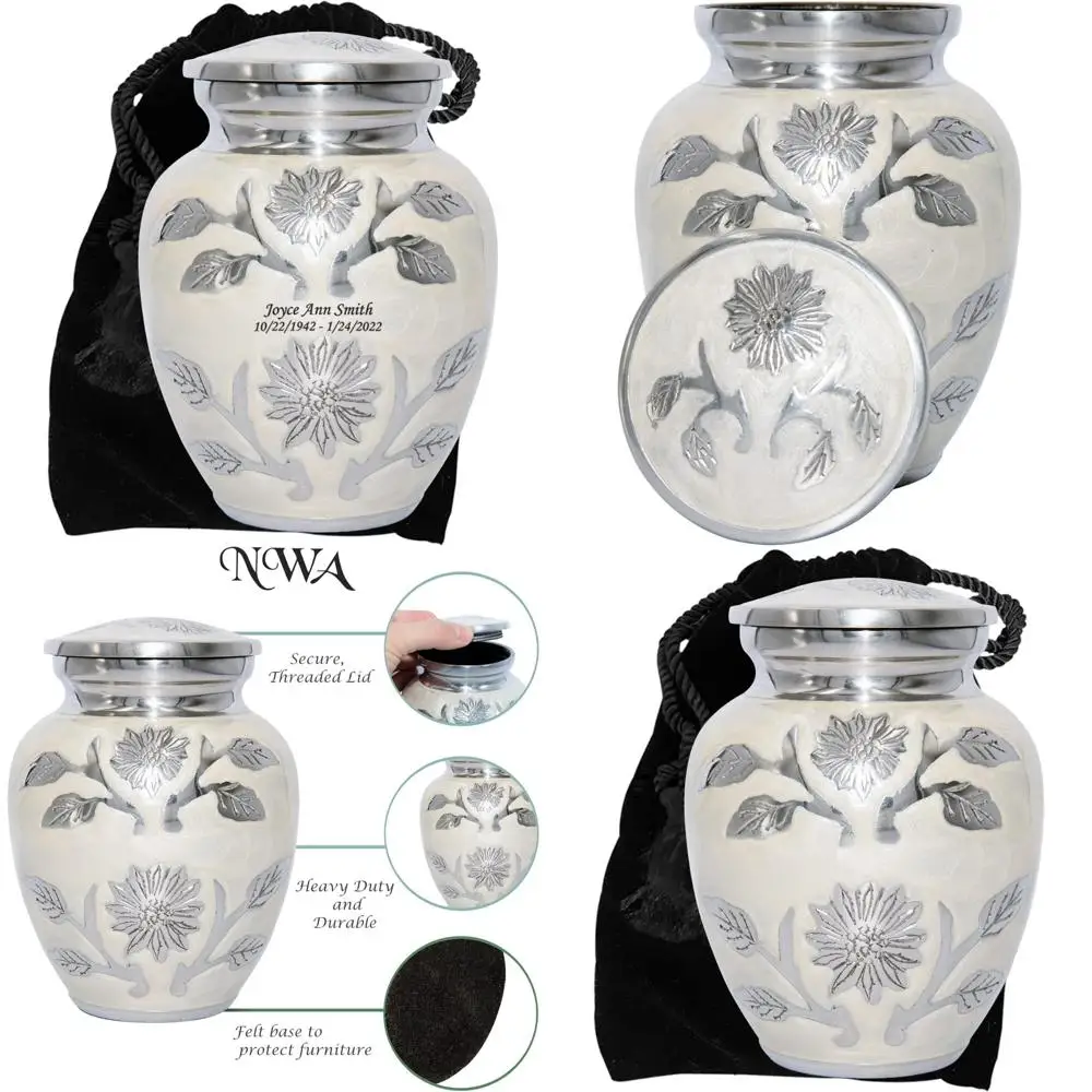 

Medium Size Personalized Funeral Urn for Pets or Humans with Velvet Bag and Customization Options