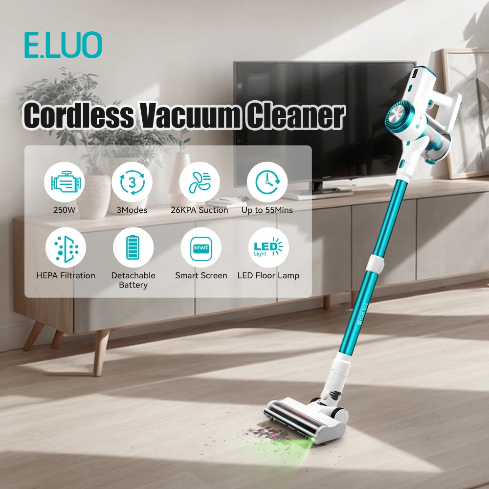 

Cordless vacuum cleaner with LED display stick, strong suction, anti entanglement handheld car vacuum cleaner suitable for hardw