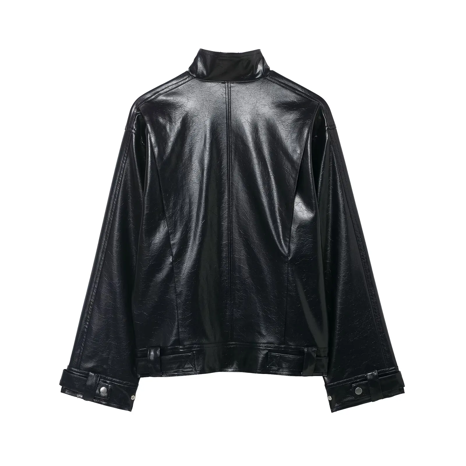 JNLEAOG Faionable Motorrad Jaet Damen Herbst New Sle Vielseitiges großes Affen-Design High-End-Feeling Kunstleder