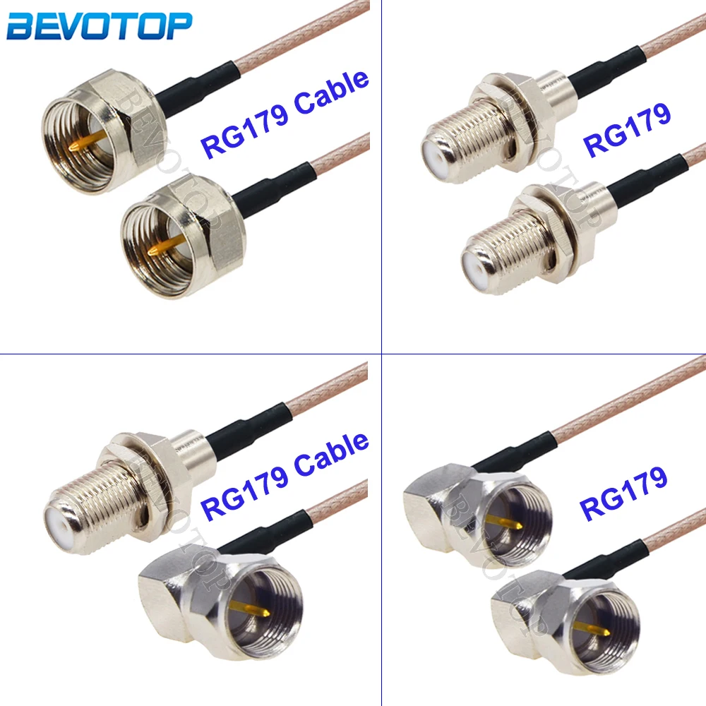 Cable RG179 F macho a conector F macho/hembra 75 Ohm RG-179 extensión Coaxial RF coleta para decodificador de TV puente DIY