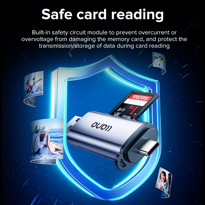 LLANO 카드 리더기 Type-C USB 3.0 SD TF 마이크로 SD 메모리 카드, PC/전화/태블릿과 호환 가능