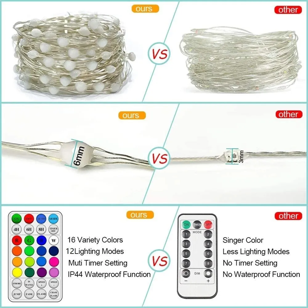 10M 100LED String Light USB RGB Full Color Point Control Copper Wire Lamp Home Decor Christmas Fairy Lights Garden Holiday Light