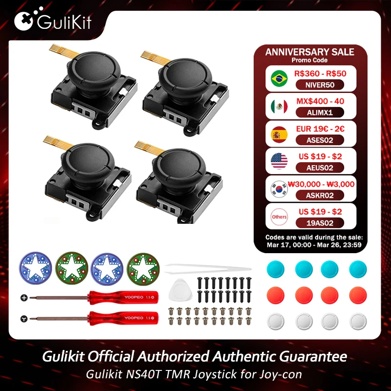 Gulikit NS40T TMR Joystick for Joy-con Repair Replacement for Nintendo Swith OLED NS Lite Joycon Stick Cap Gamepad Accessories