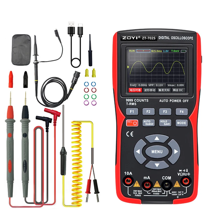 ZOYI ZT702S ZT703S Digital Auto True RMS 10MHZ Data Storage 2 in 1 Oscilloscope Multimeter with signal Generator