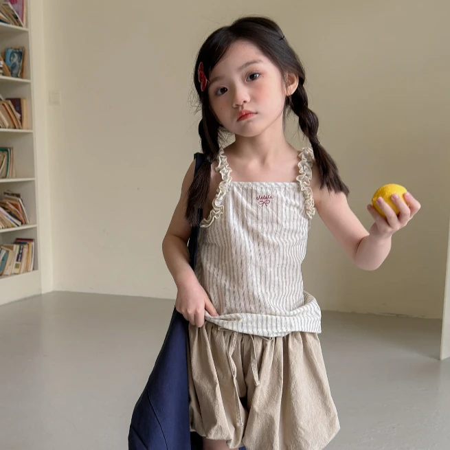 

2026 Summer New Fashion Tops Girls Vest Toddler Children Girl Lace Camisole Sleeveless T Shirt