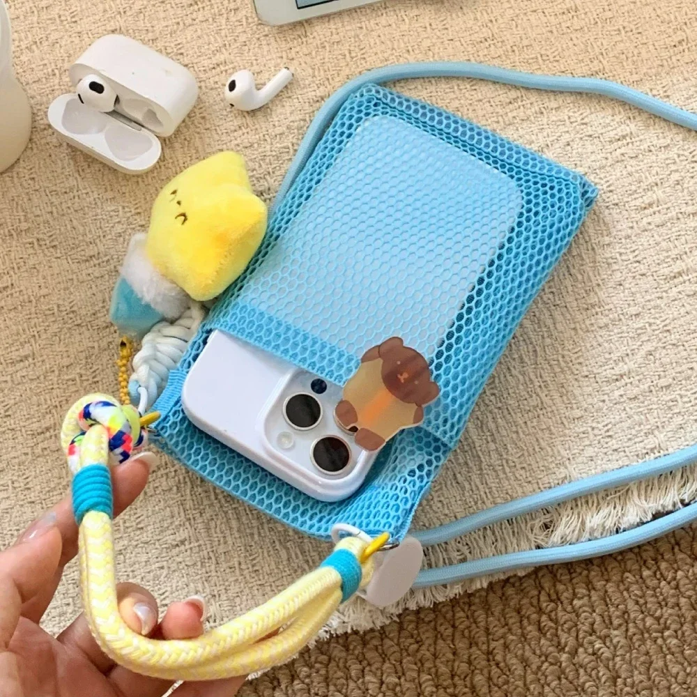 Summer Mesh Crossbody Bag Soft Mini Phone Wallet Multifunctional Square Shoulder Bag Crossbody Purse Outdoor Beach Messenger Bag view 3