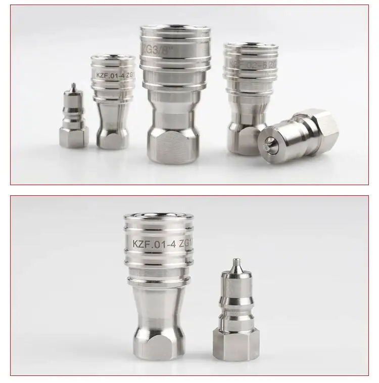 

KZF KZF-2-6-Z G1/4 Hydraulic Quick Connector 304 Stainless Steel Internal Thread Double Closed High Pressure Temperature