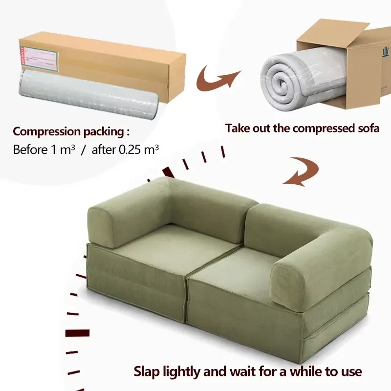 Living Room Compressed Sofa Set Furniture Vacuum Pack Sleeper Folding Sofa Bed Compression Sofas for Home Modular