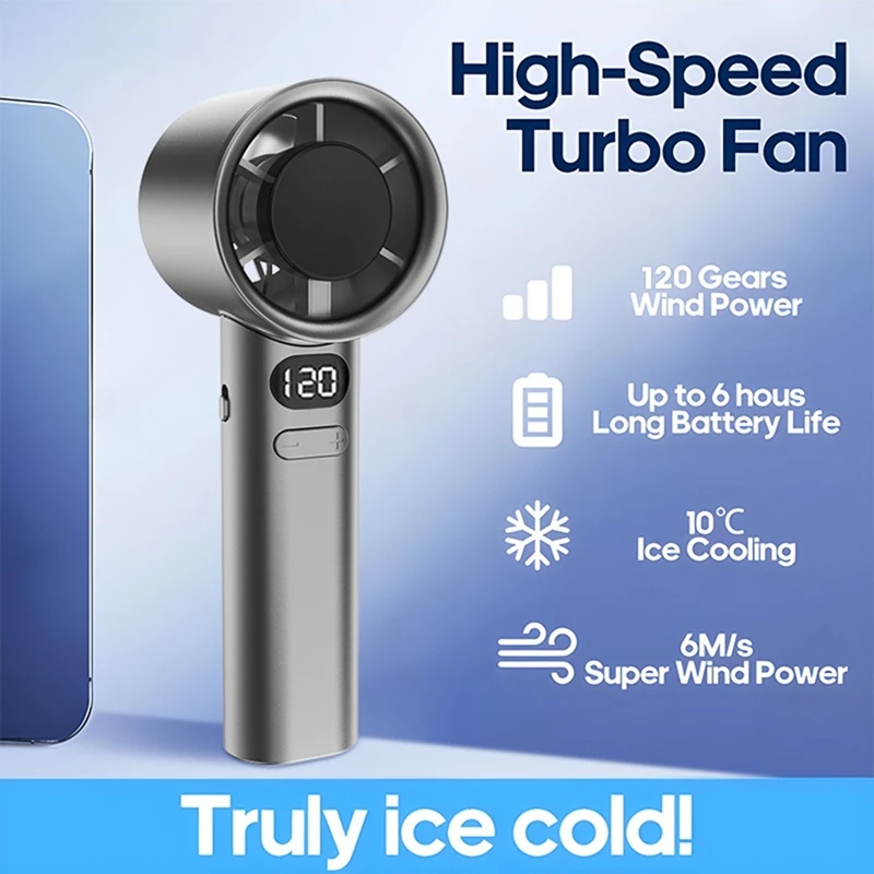 The New120 Gears Handheld Fan Portable 120 Wind Speed Mini Bladeless Hand Fans Rechargeable Office USB Electric Fan