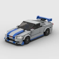 MOC GTR R34 racing sports car Vehicle Speed Champion Racer Building Blocks Brick Creative Garage Toys for Boys Gifts