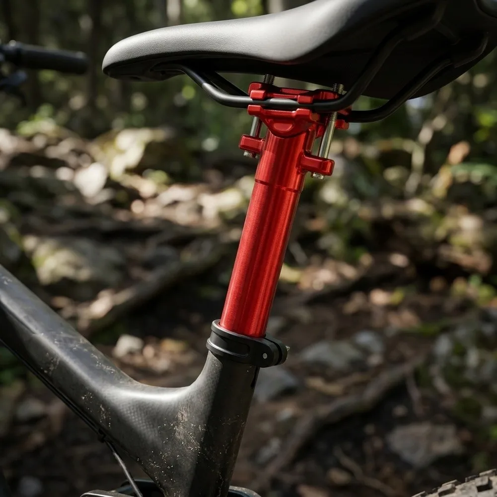 Seat Post Component for Mountain Bikes Made of Aluminum Alloy Matching 27.2mm Clamp and 400mm Travel Requirements