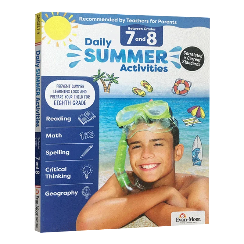 Evan-Moor Daily Summer Activities, Grade 7-8 Workbook,aged 11 12 13 14, English book 9781629384900