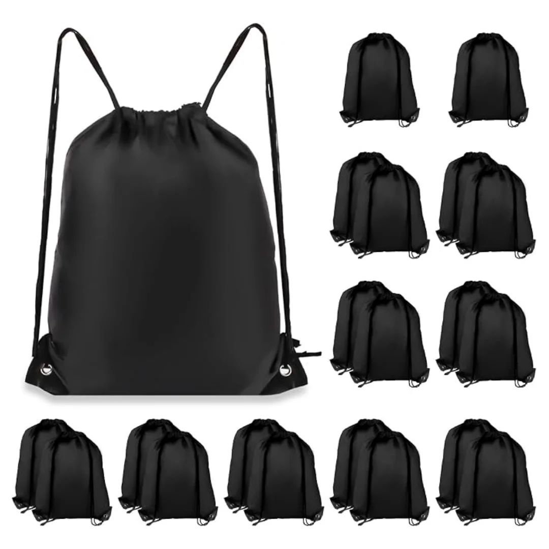 20 Pcs Drawstring Gym Bags, Backpack for Sports, Gym, Travel, Swimming Drawstring bags bulk, Polyester with PU leather reinforce