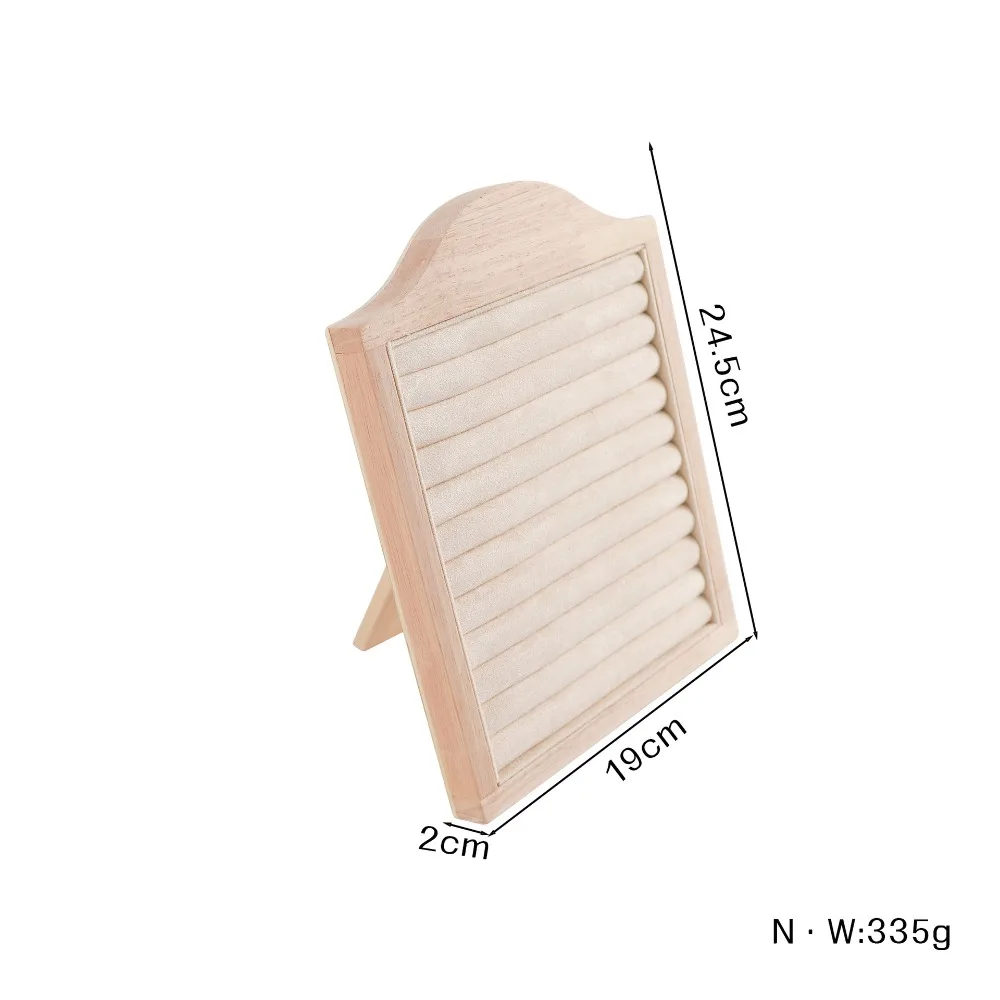 Solid Wood Jewelry Display Stand Velvet Inserts Multi-Layer Jewelry Tray Multi-Compartments Vertical Earring Display Organizer