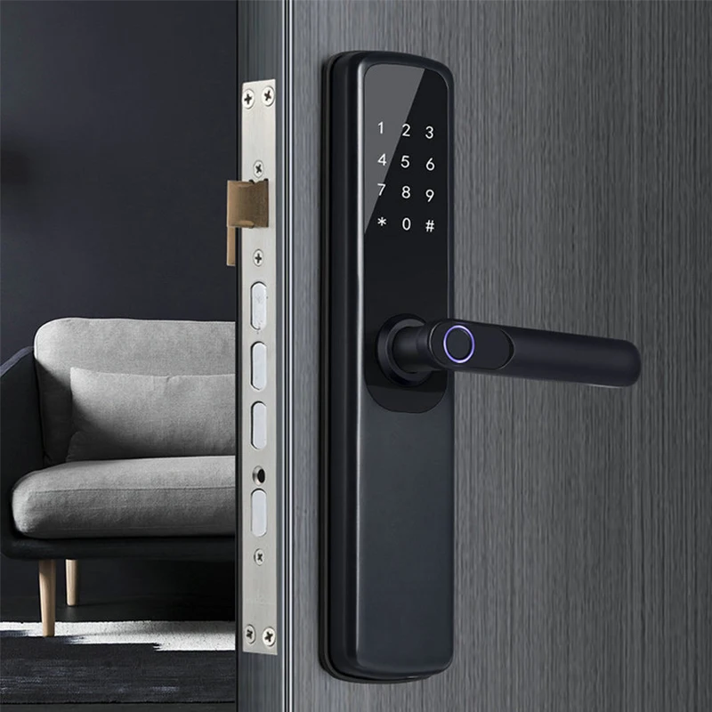 Highest Silver Digital Self Locking Keyless Deadbolt Smart Wifi Lock Rfid Card Door Lock European Fingerprint Door Handle Lock