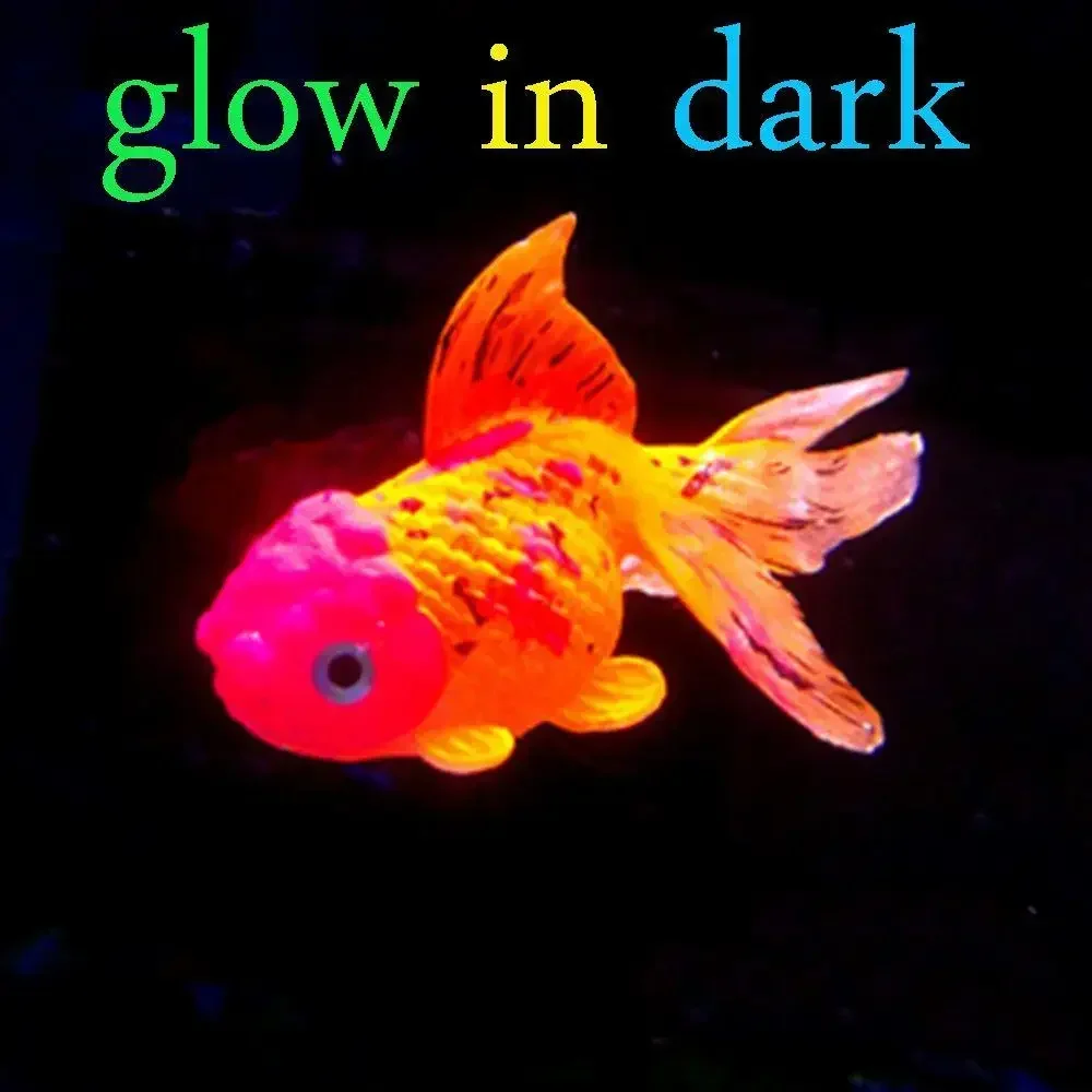 Glow In The Dark Artificial Aquarium Fishes Realistic Moving Floating Colorful Goldfish Fish Ornament For Aquarium