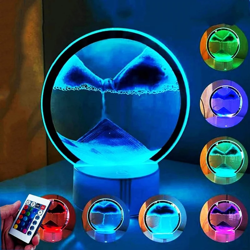 Newest 3D Sand Painting Table Hourglass Lamp USB 16 Colors RGB Quicksand LED Night Light Bedroom Bedside Decorations Gifts 2024