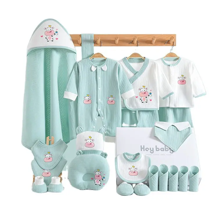 NewBorn Spring Rompers Soft Baby Girl Costumes Gift Box Set 23 Pieces Milk Cow Suits Baby Clothes Set 100% Cotton