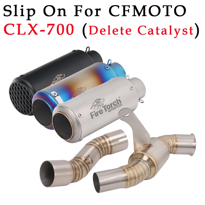 Motorcycle Exhaust Escape Systems 51mm Mid Link Pipe Moto Muffler DB Killer Slip On For CFMOTO CLX-700 CLX700 CLX 700 2020-2022 