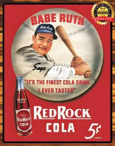 Red Rock Cola - Babe Ruth - 1939 - Rare - Metal Sign