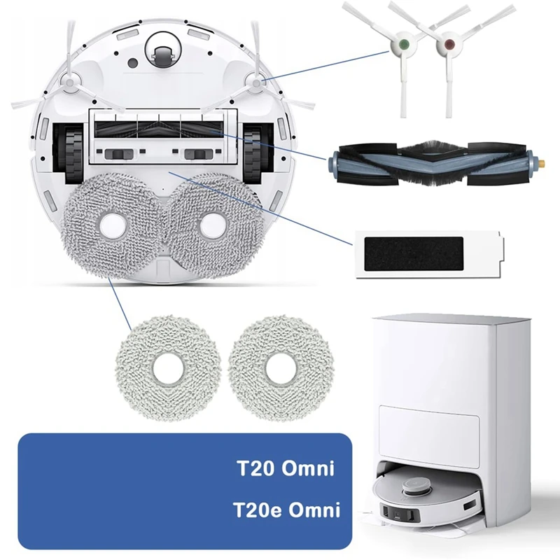 Accessory Set For Ecovacs Deebot T20E Omni/T20 Omni Roller Brush Filter, Robot Vacuum Cleaner Replacement