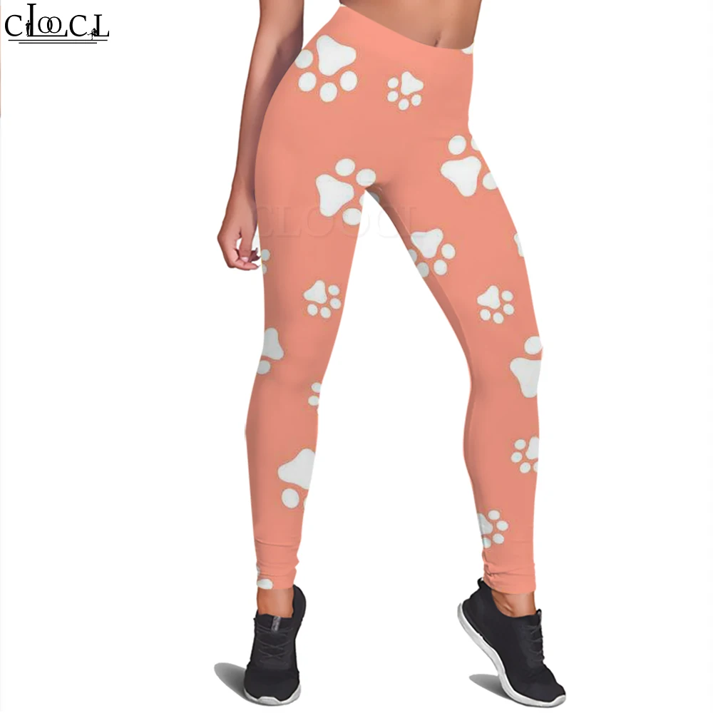 CLOOCL-pantalones de entrenamiento informales para mujer, mallas sin costuras para Fitness, pantalones Legins con estampado de patas de perro, ropa