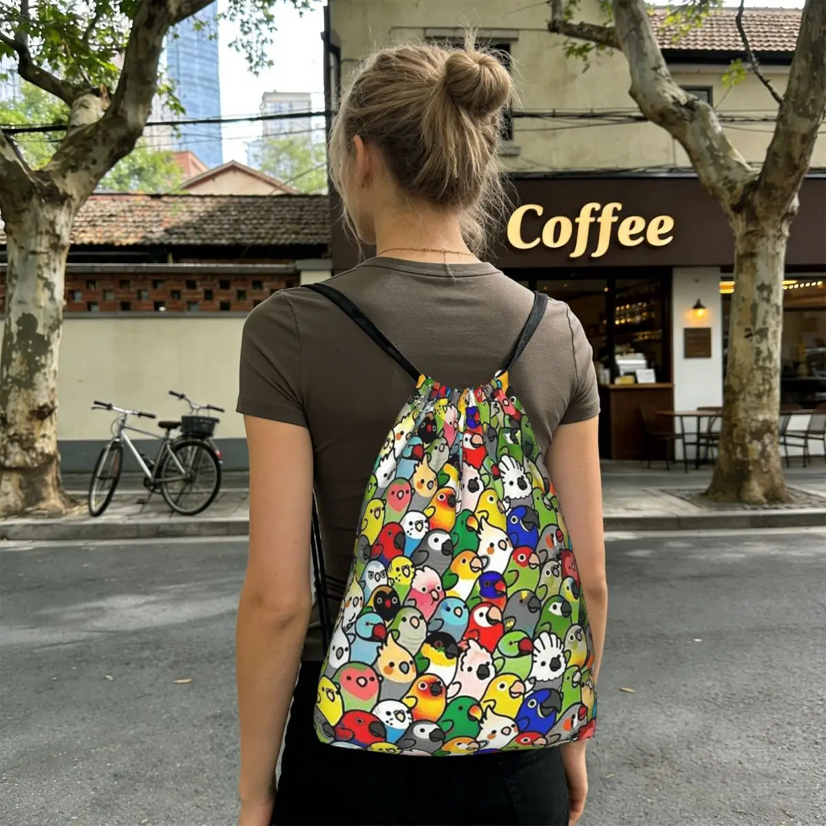 Birds Cockatiel Budgie Parrot Backpacks Portable Drawstring Bags Shoes Bag Book Bags for Man Woman Students