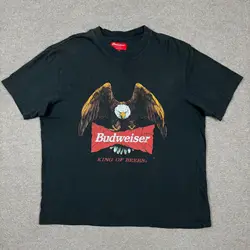 Pacsun X Budweiser T Shirt Mens Size M Black Crew Neck Tagle Logo long or short sleeves