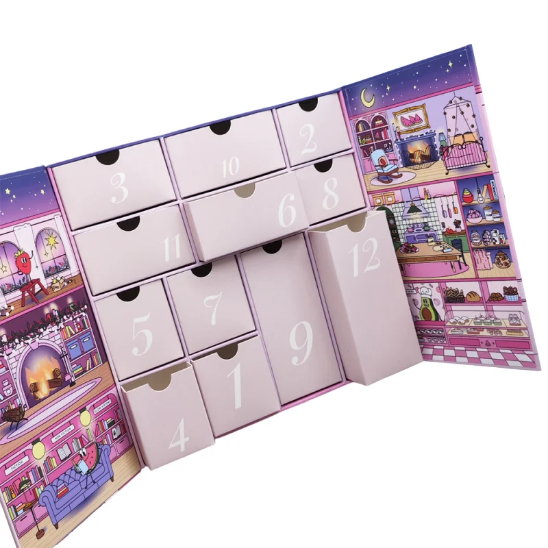 20 0piece.Custom.Custom Luxury Personalized Beauty Packaging 12 Days Drawers Empty Advent Calendar Boxes Jewelry C