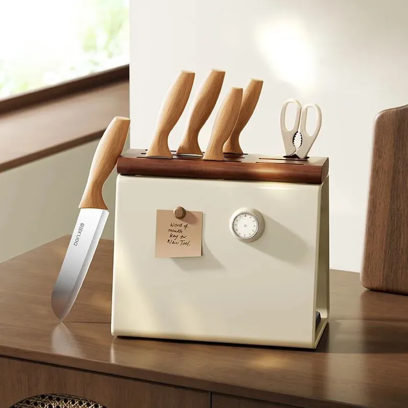 

Бытовая полка для ножей из бука и углеродистой стали, утолщенная кухонная встроенная полка для хранения ножей, держатель для ножей ZI227