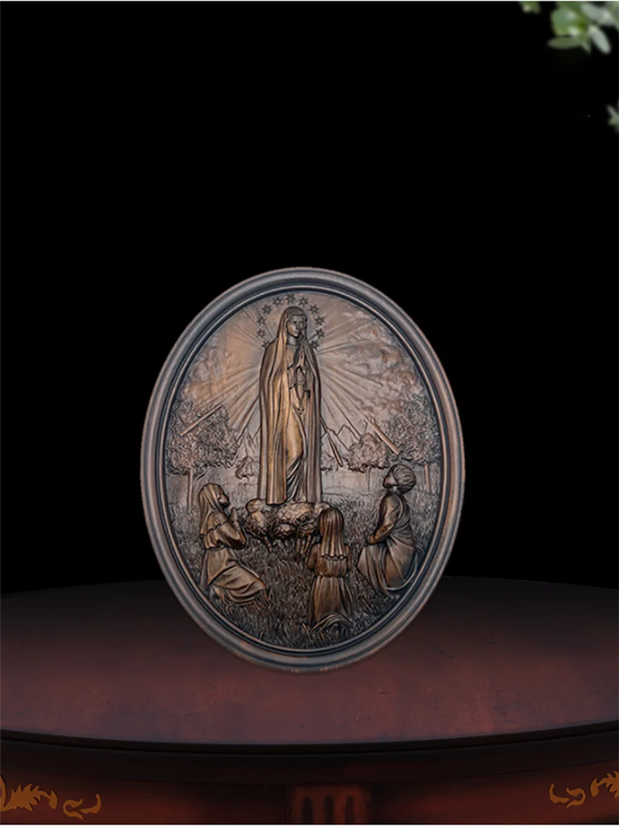 Our Lady of Fatima Wooden Plaque - Hand Carved Catholic Wall Art, Religious Home Decor, Portuguese Marian Statue, Sanctuary Insp