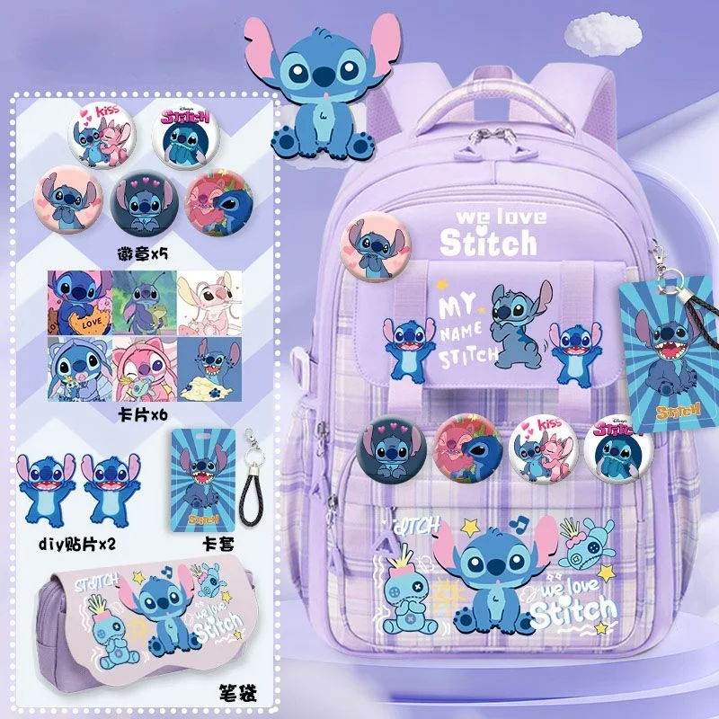 Disney Stitch Animation Peripheral Creative Cartoon Cute Print mochila informal ligera de gran capacidad versátil para estudiantes, regalo