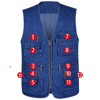 Multi Pocket Cotton Denim Vest Men Casual With16 Pockets Sleeveless Jackets Male Outdoor Photograph Waistcoat Plus Size 5XL 2 Multi Pocket Cotton Denim Vest Men Casual With16 Pockets Sleeveless Jackets Male Outdoor Photograph Waistcoat Plus Size 5XL 2