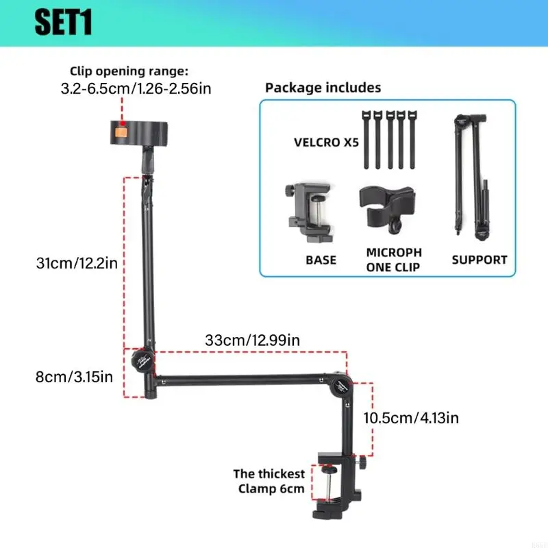 E65E Multifuncional Microfone Suspensão Boom Scissor Arm Metal Rack para criadores conteúdo