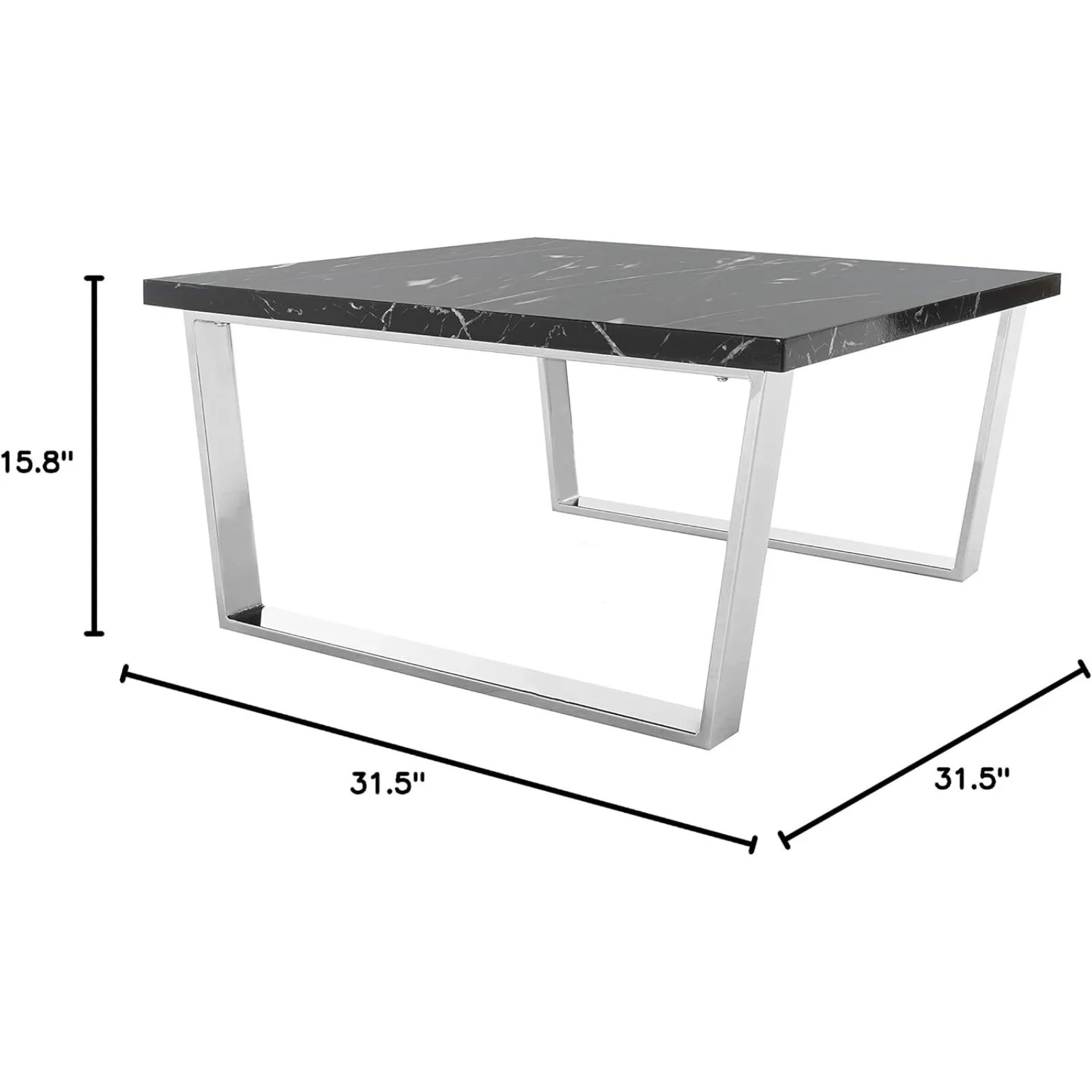 US Home Carmen Glam Black Faux Marble and Chrome Coffee Table