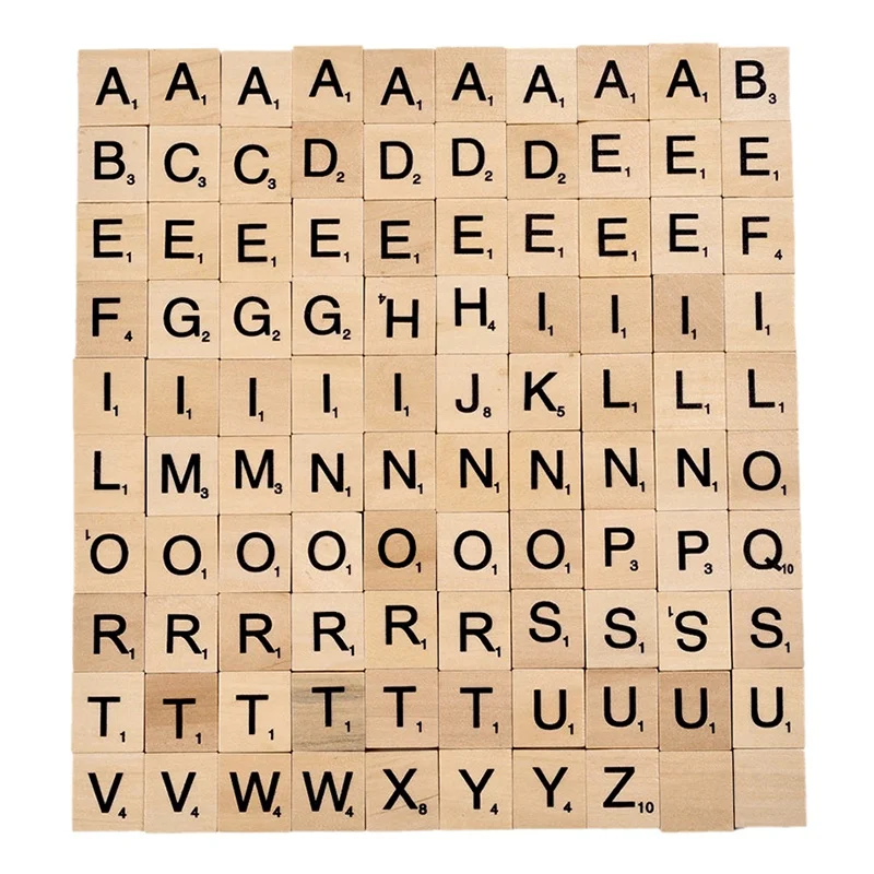 100pcs english letter Wood Tiles self adjustable sticker Natural Woodle Alphabet number Block Educational gift view 4