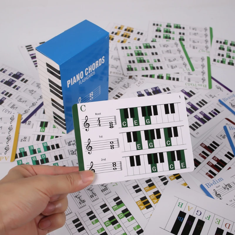 120 Sheets Piano Chord Flash Cards Finger Position Chart Note Reading Learning Flashcards for Beginner Electric Piano Practice