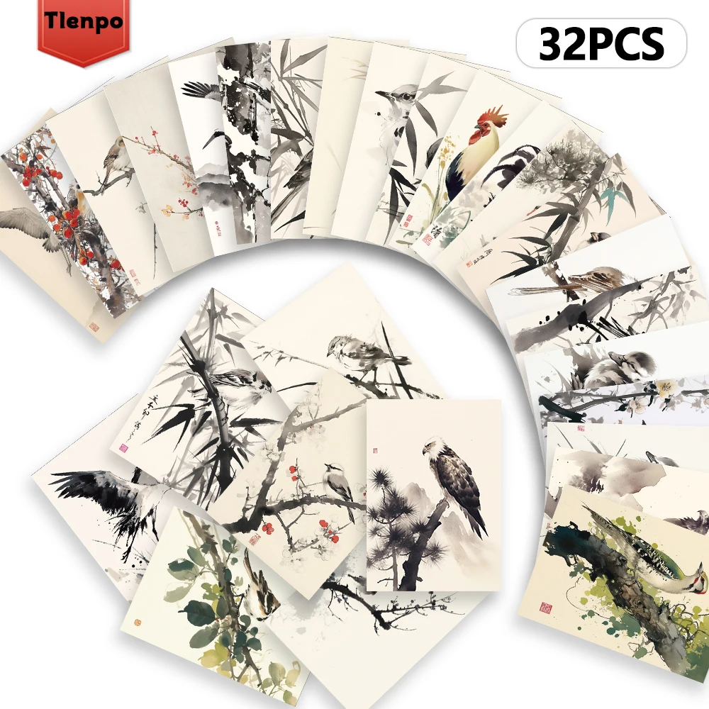 32 pièces, cartes postales Vintage avec Illustration d'oiseaux japonais, cartes postales, cartes de vœux, cartes de bricolage, cartes postales souvenirs, décorations