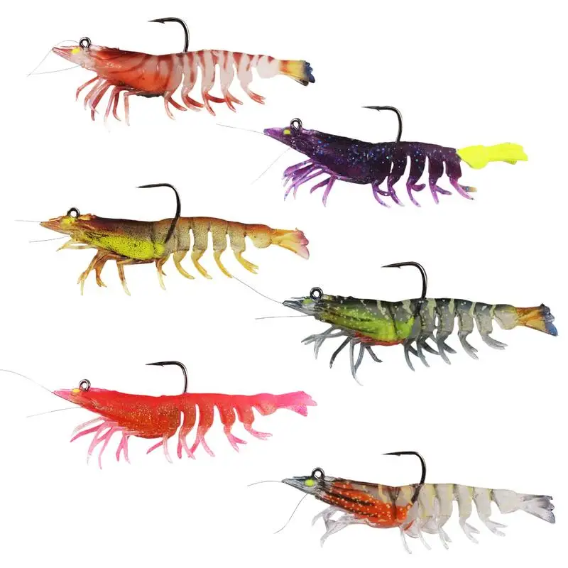 Shrimp Lures Fishing Freshwater Blackfish Hook Baits Glow-in-the-Dark Silicone Multi-Section Lead-Coated Baits For Night Fishing