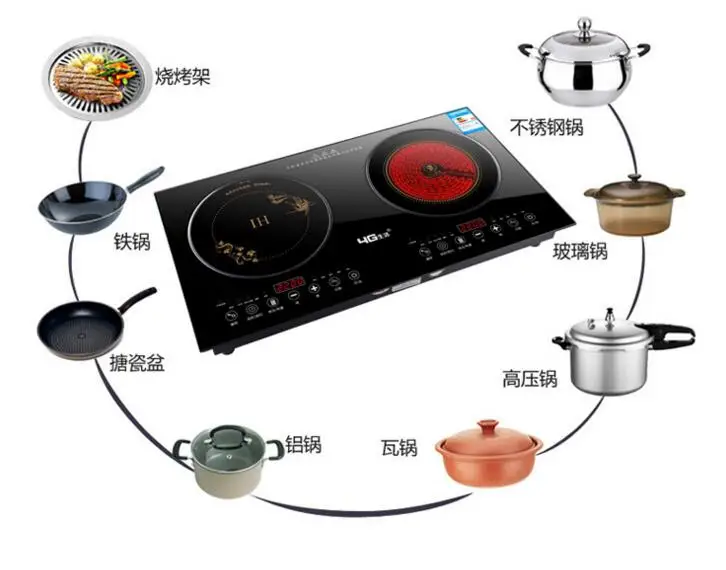 موقد الطبخ المزدوج المنزلية الكهربائية التعريفي طباخ كوكتوب طباخ مشع الاستخدام المزدوج Fogao De Induencia 2bocas