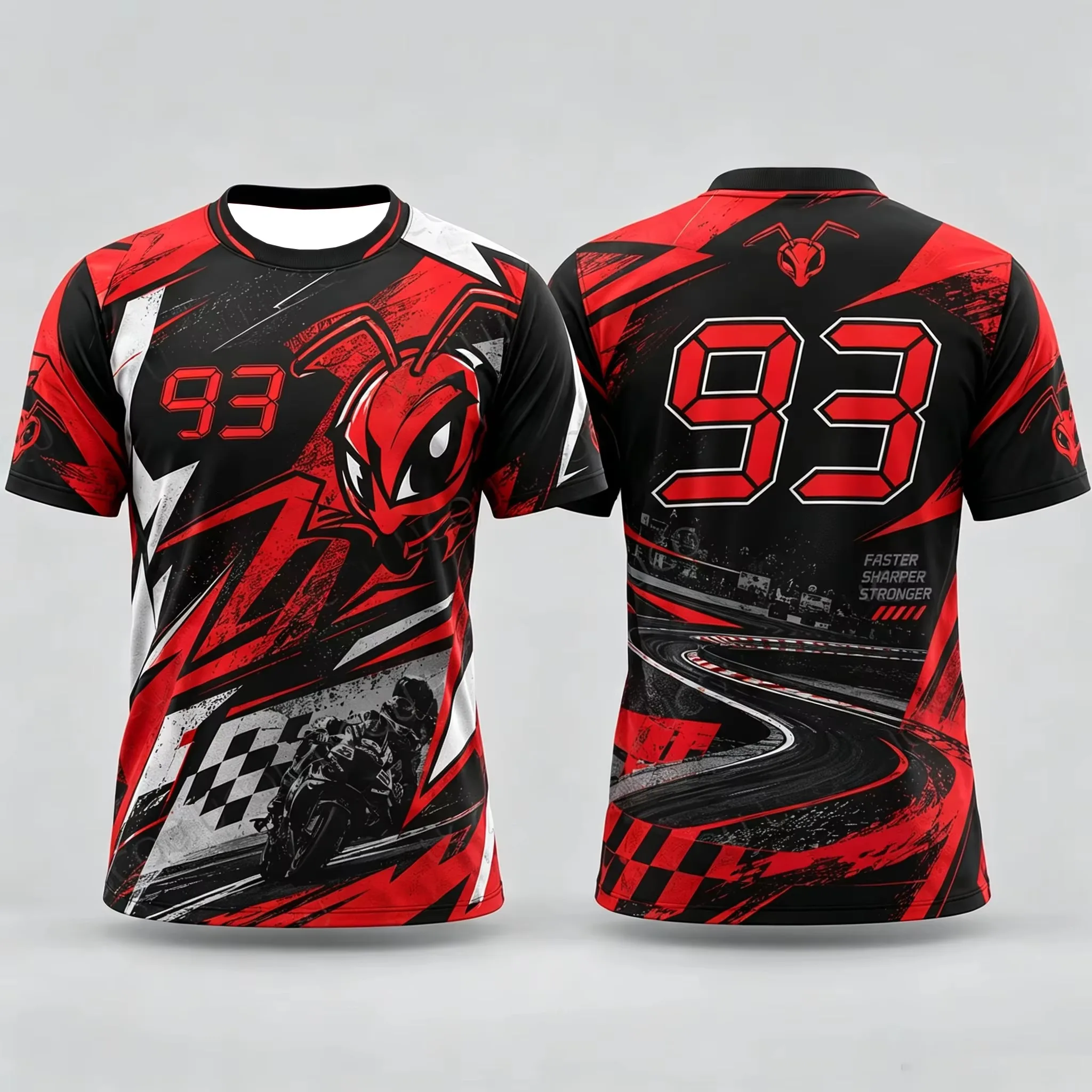Unisex Moto GP Marc Marquez #93 Red Ant 3D Printed T-shirt Motorcycle Rider Quick Dry Short Sleeve Top New Outdoor Sports Jersey