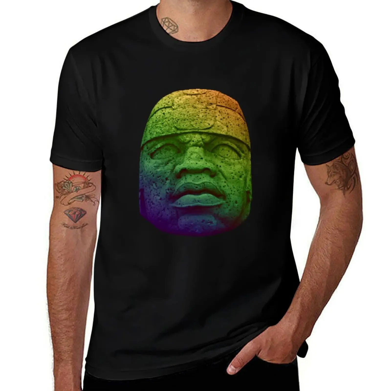 Olmec Colossal Head Olmec Statue Mexico Olmec Head T-Shirt man t shirts cotton T-Shirt